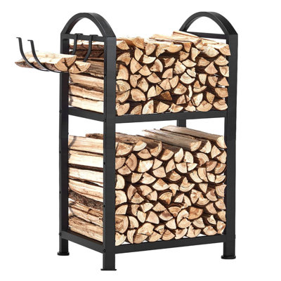 Firewood Rack Outdoor And Indoor, Fire Wood Storage Racks With Wood Hooks, 15.7" Racks Outdoor For Fire Wood, Adjustable Log Racks For Firewood, Heavy Duty Logs Holder Woods Storage