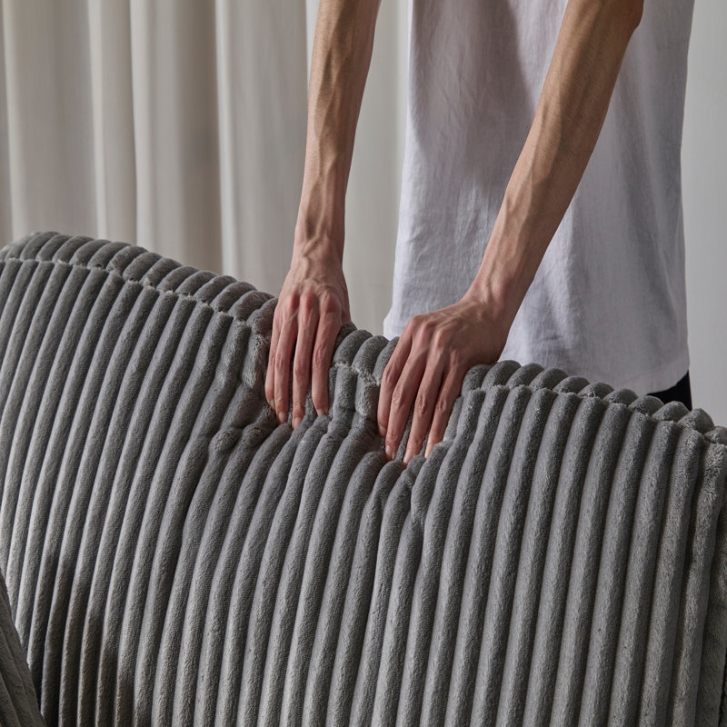 Double méridienne intérieure, canapé-lit rembourré surdimensionné pour l'intérieur, canapé-lit de luxe à assise profonde, causeuse modulaire, causeuse en velours côtelé pour le salon, sans assemblage requis, gris