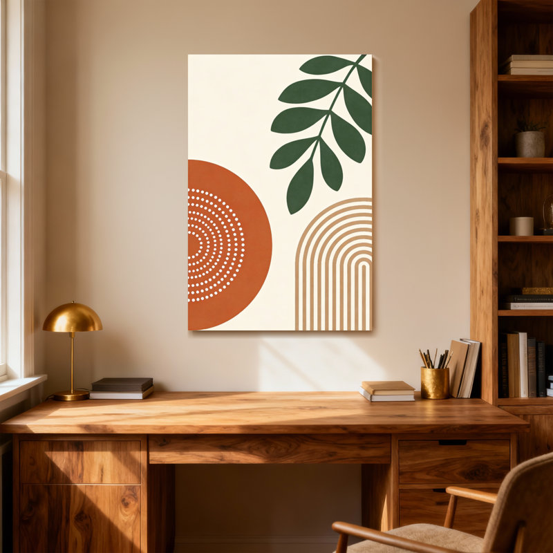 Abstract Leaf Pattern With Circles And Lines, 40" H x 28" W