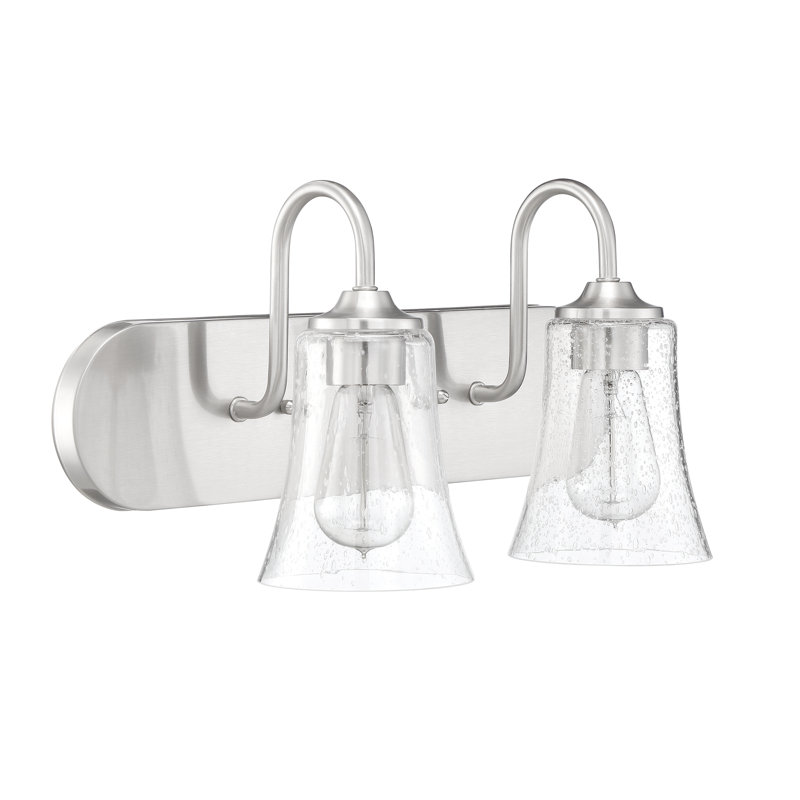 Éclairage pour meuble-lavabo à 2 lumières à intensité réglable Hisako, Nickel poli brossé, Martelée transparente