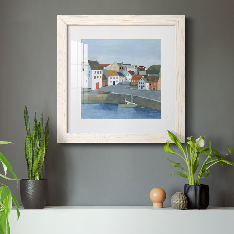 «Old Coast Town II», reproduction encadrée de qualité supérieure - prête à être accrochée, Cadre blanc