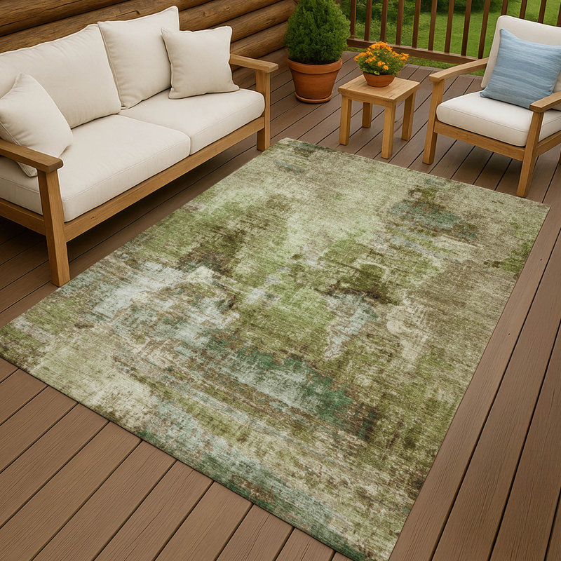 Machine Washable Indoor/Outdoor Efimenko ACN2300 Abstract Rug, Rectangle 5' x 7'6"