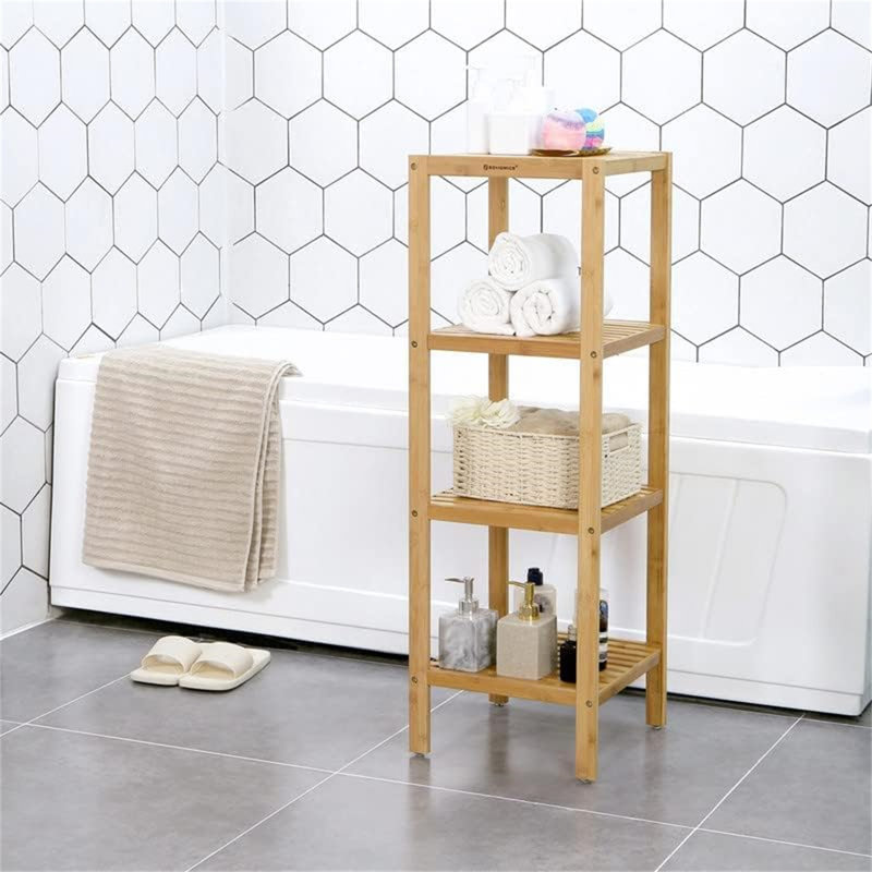 Nodie Bamboo Freestanding Bathroom Shelves, Brown
