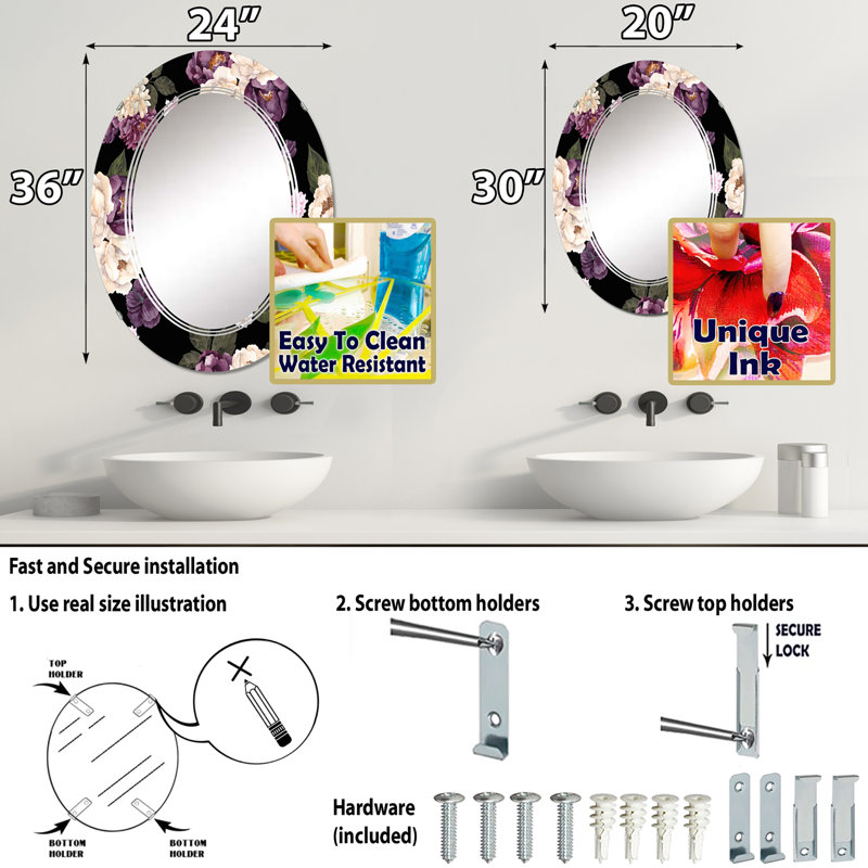 Miroir de salle de bain sans cadre, 36 po x 24 po