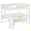 Lit mezzanine double en bois avec bureau, tablette de rangement de chevet, canapé et lumière-2003611193