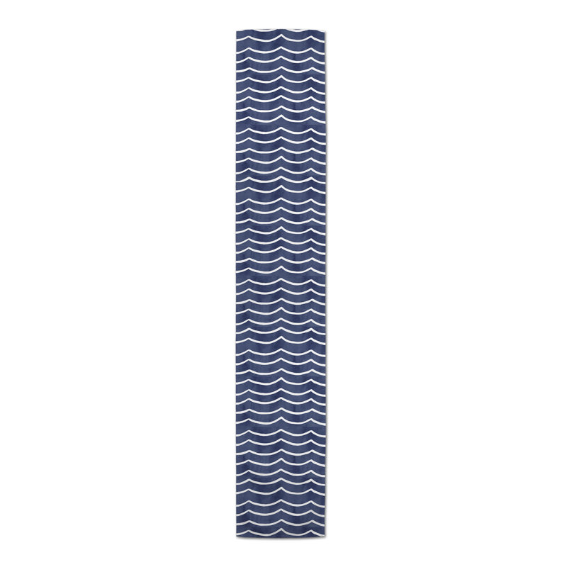 Chemin de table à vagues douces Bauman, L 90 po x l 16 po, Bleu foncé