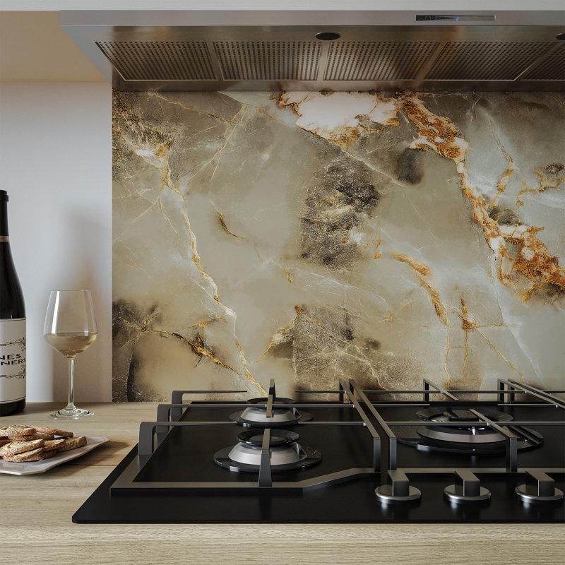 Aurora Gold Aluminium Kitchen Splashback, 80 cm x 90 cm