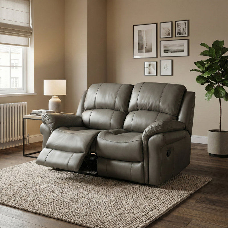 Arles 2 Seater Reclining Loveseat, Grey, Manual