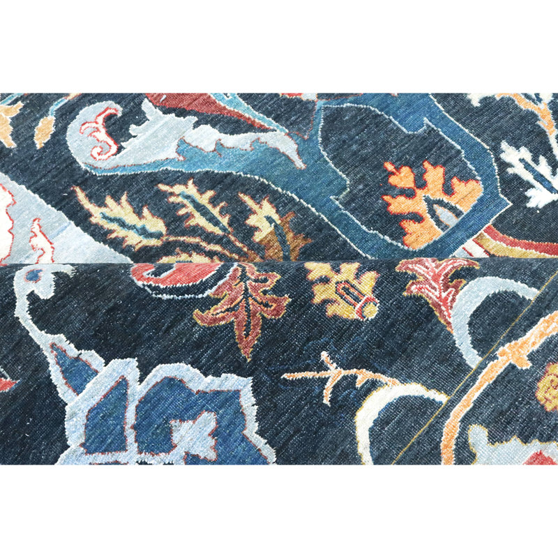Hand Knotted Wool Area Rug in Charcoal, Rectangle 5' x 8'