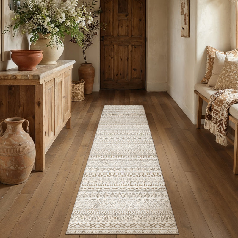  Cherry Modern Machine Washable Area Rug with Non-Slip Backing, Runner 2' x 8'