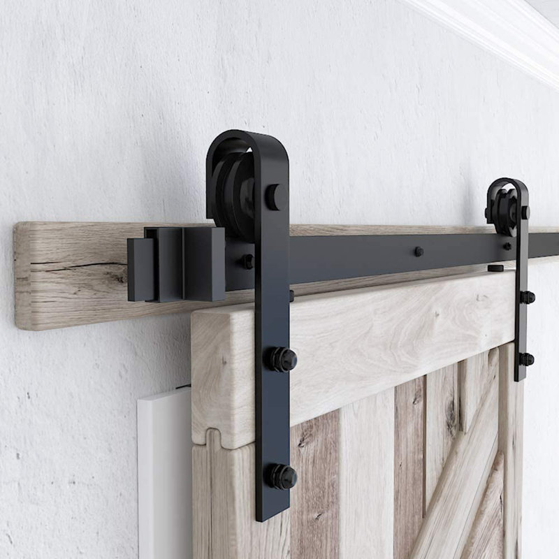 Lazio 120" Black Steel Sliding Barn Door Hardware Kit