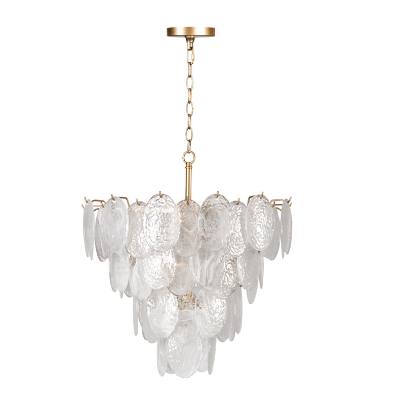 9-Light Dimmable Tiered Glass Chandelier