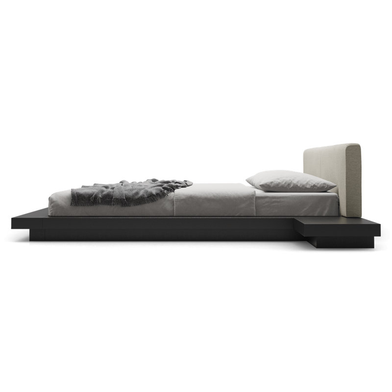 Upholstered Bed, Wenge/Pearl Gray Fabric, Queen