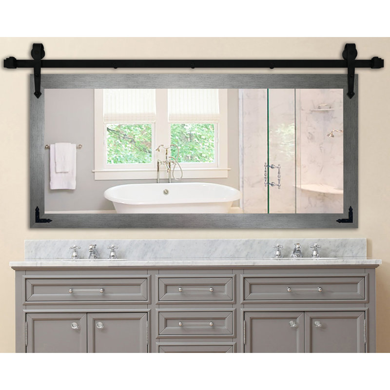 Neace Engineered Wood Rectangle Mirror, 30.5" H x 54" W, Silver