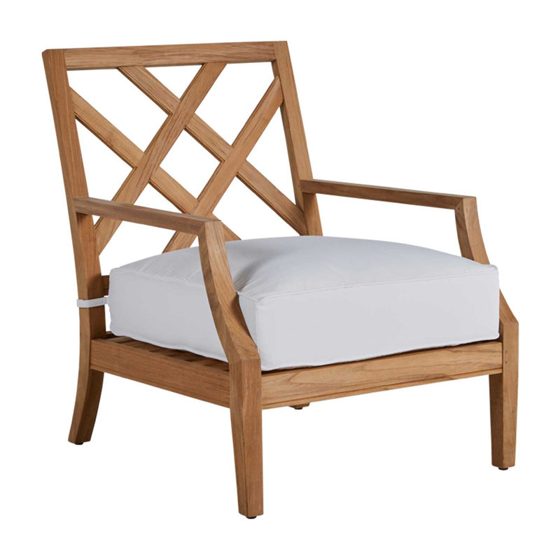 Haley Teak Patio Chair with Cushions, Natural Teak, Natural White, No welt + Standard fill