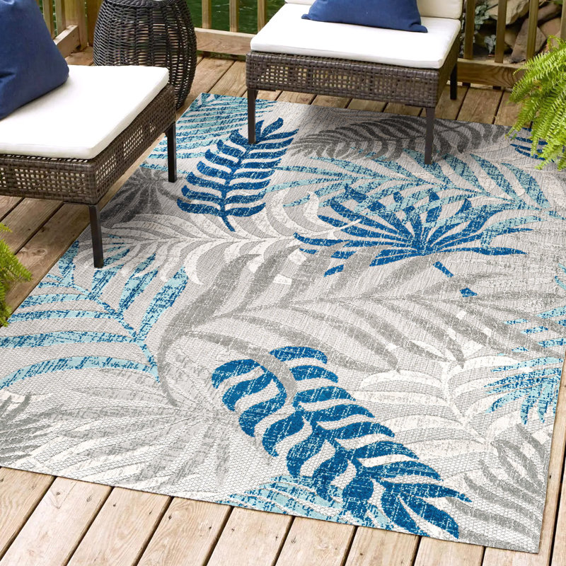 Mandalay Tropics Palm Leaves Indoor/Outdoor Rug, Rectangle 8'8" X 12'