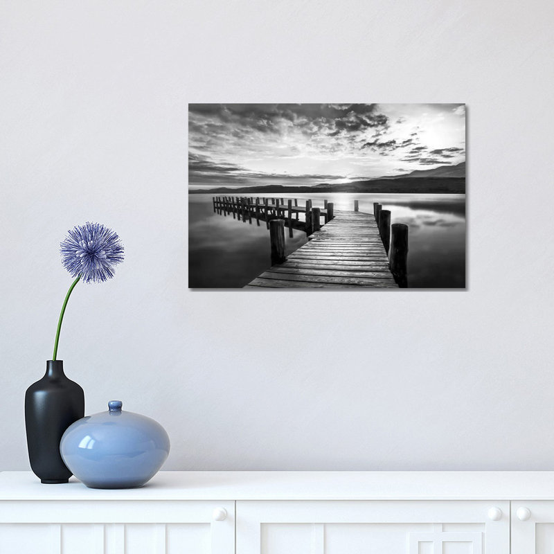 « Evening dock » par Mike Calascibetta-reproduction de photo, Toile tendue, Pas de tapis, H 12 po x l 18 po x 1,5 po