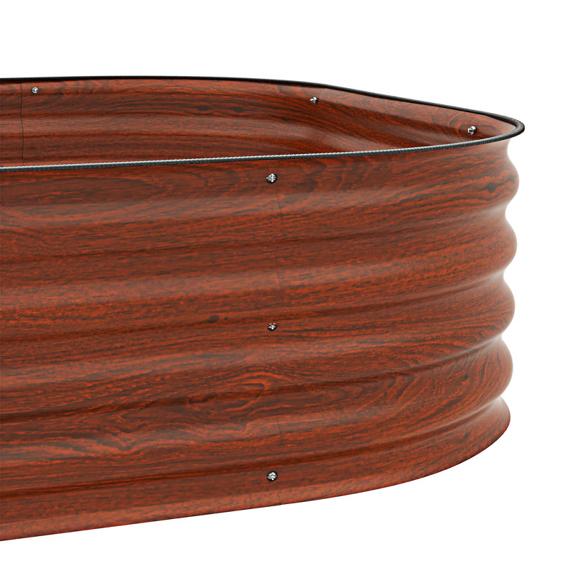 3-Tier Galvanized Steel Raised Garden Bed Kit 3 Combining Planter Boxes With Rubber Strip Edging, Brown