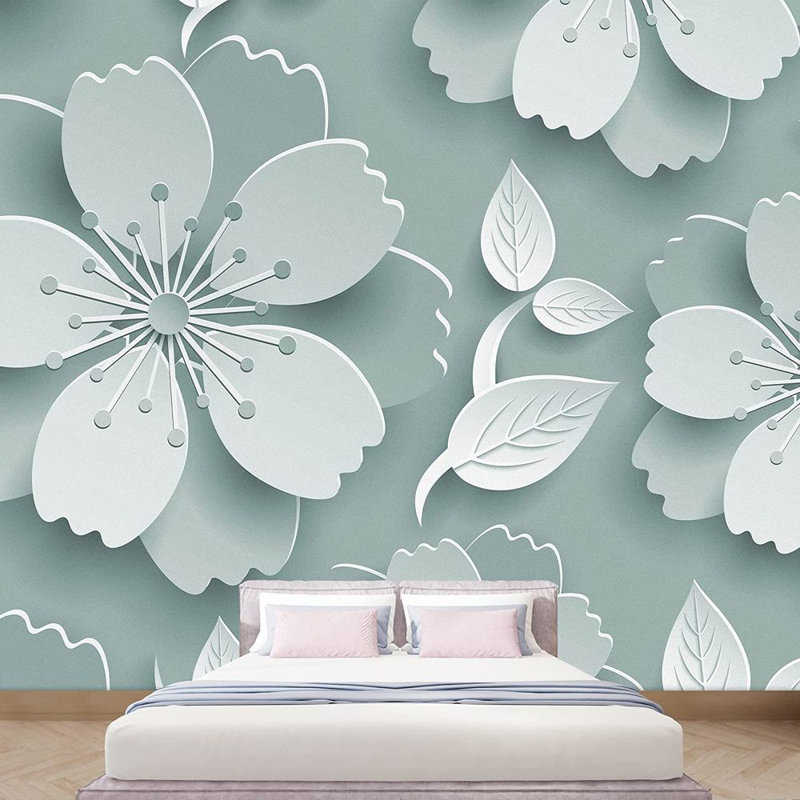 Murale fleurs de lis de la jungle, L 100 po x l 144 po