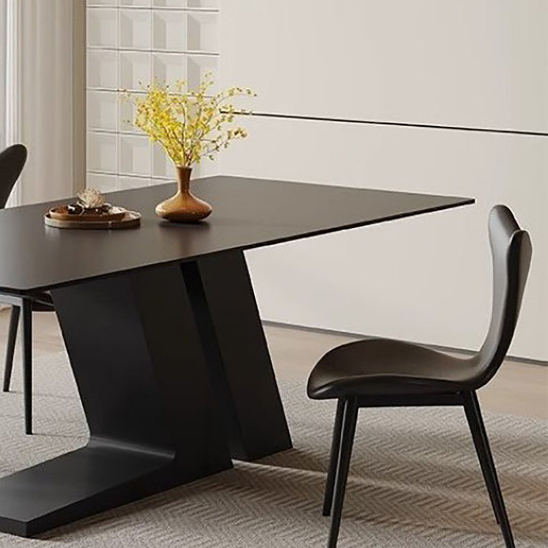 Modern Black Rock plate Dining Table, 29.5"H x 78.7"L x 35.4"W