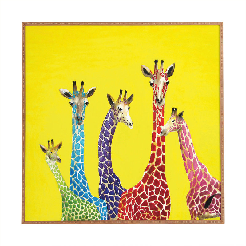 « multicolores girafes », impression encadrée