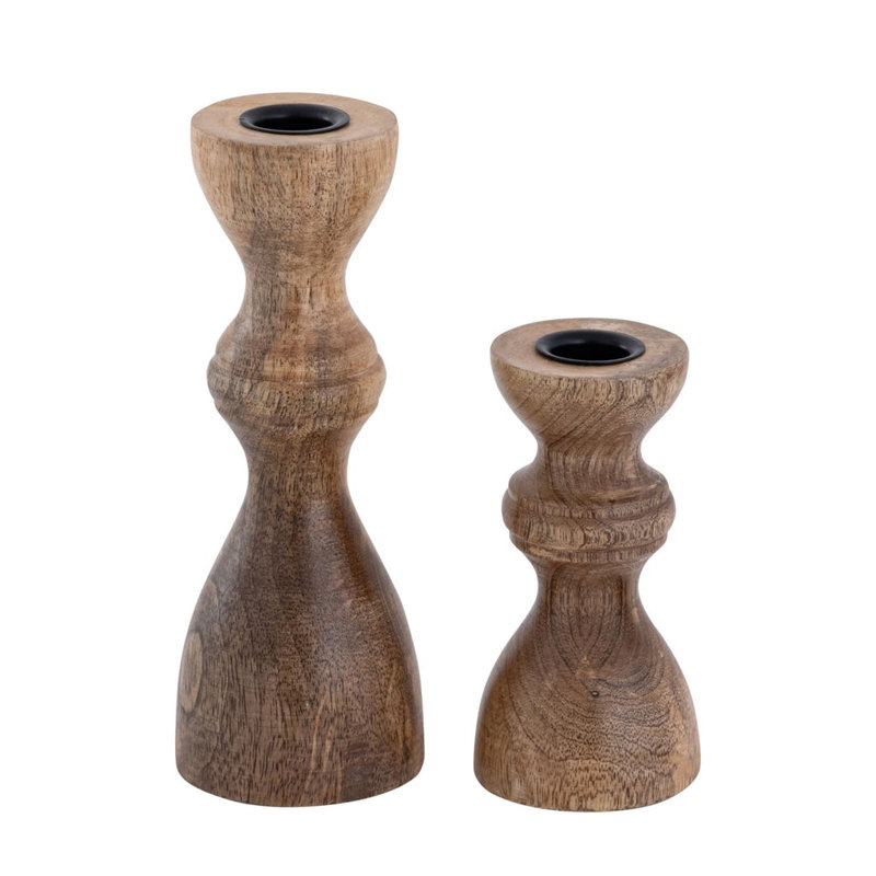 2 Piece Wood Candelabra Set