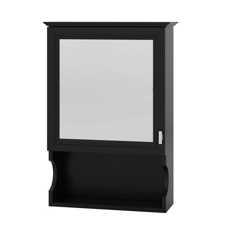Armoire de rangement murale avec miroir, Noir