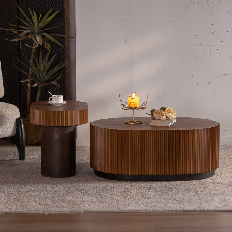 Ensemble de 2 tables basses gigognes rondes Handcraft