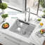 Évier de bar encastré en quartz blanc de 53 cm (21 po), cuve unique en composite de granit avec planche à découper, égouttoir enroulable, panier-filtre et grille de fond, profondeur de 23 cm (9 po), idéal pour bar, îlot et meuble de 61 cm (24 po).