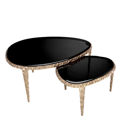 Side Table Livana Vintage Brass Finish - Stand Set Of 2
