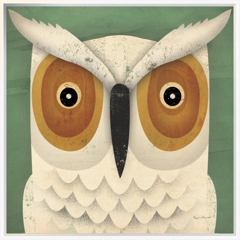 " White Owl ", 18" H x 18" W x 1.5" D, Wrapped Canvas, No Matte