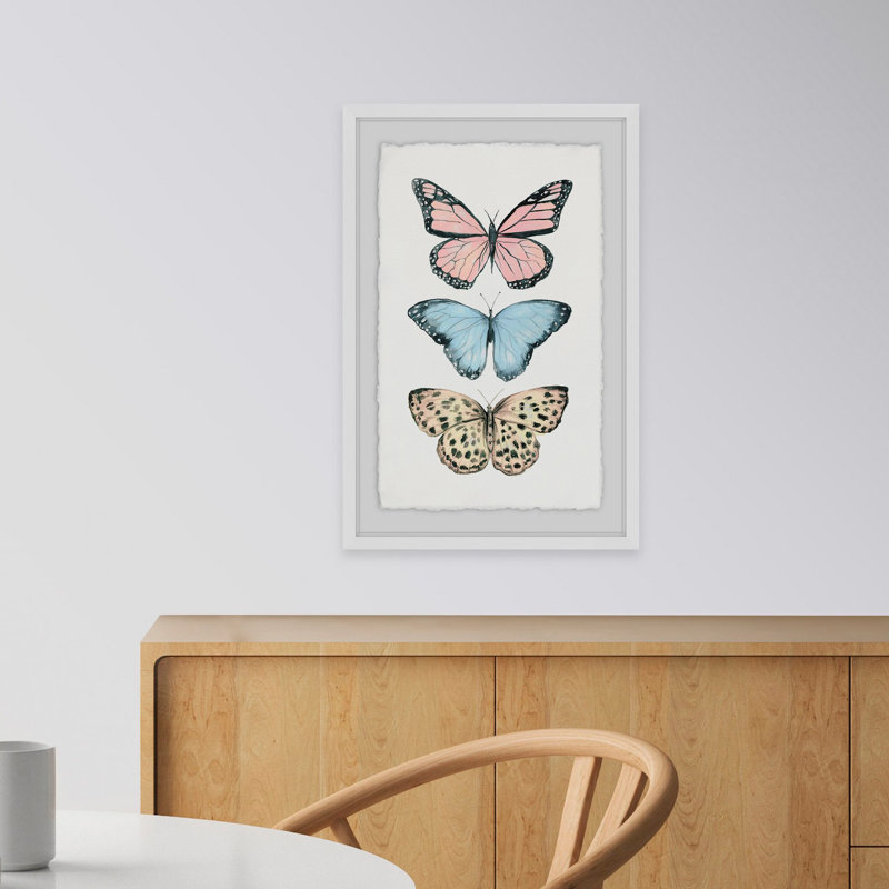 Butterfly Trio - Single Picture Frame Painting, 46cm H x 30cm W