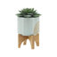 Jardinières en céramique avec supports en bois de bambou, ensemble de 2-1988550655-1988550625