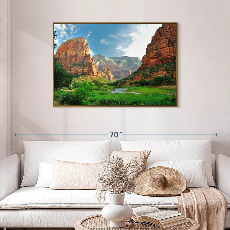 Canyons du parc national de Zion, Cadre flottant doré, 43 po x 29 po