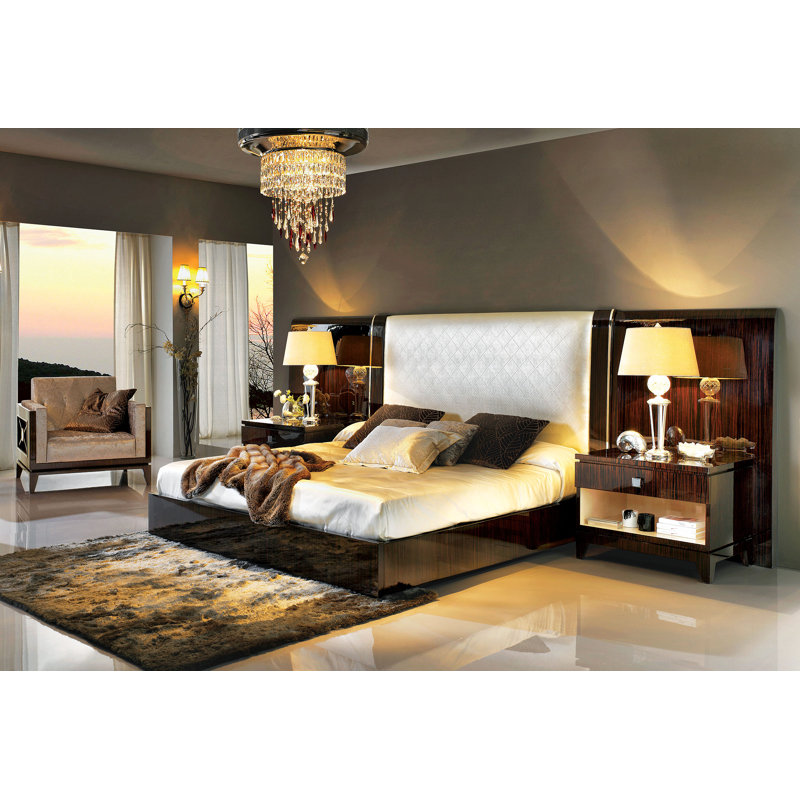King Solid Wood and Upholstered Standard Bed