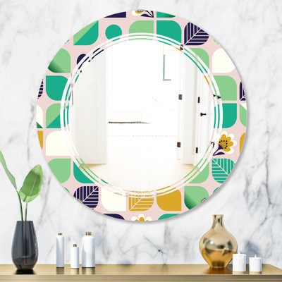 Motif géométrique triple c avec feuilles et fleurs. miroir mural sans cadre maison american