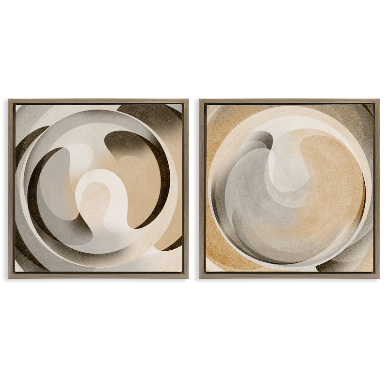  «Neutral Circular Vortex», ensemble de 2 toiles flottantes encadrées par Noah Bay, H 18 po x l 18 po