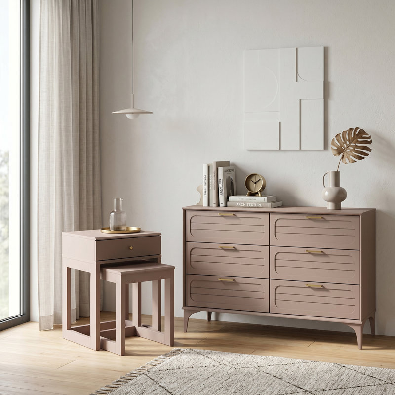 Limestone Nesting Table with Drawer Chest Bedroom Set