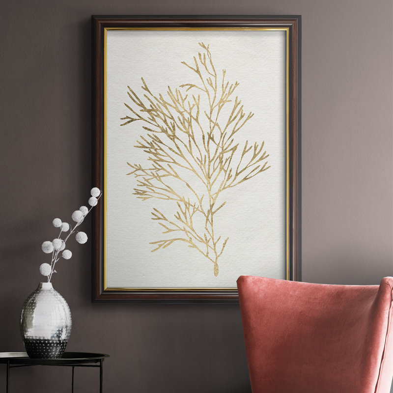 Gilded Algae VII - Peinture sur toile encadrée, H 36 po x l 24 po x P 2,5 po