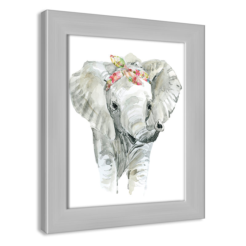 «Savannah Elephant», art encadré, H 10 po x l 8 po x P 0,63 po, Cadre argenté