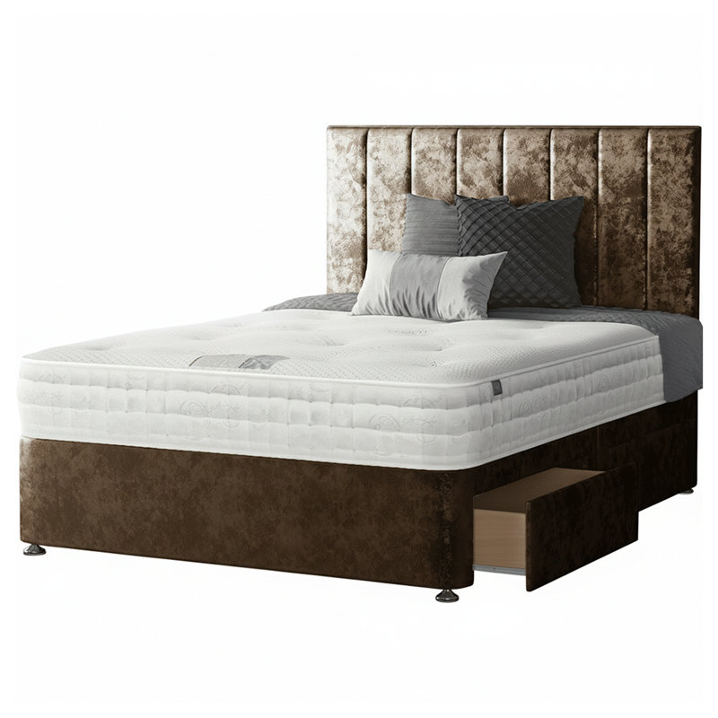 Hedley Upholstered Bed, Small Double (4'), Truffle, 4 Drawers