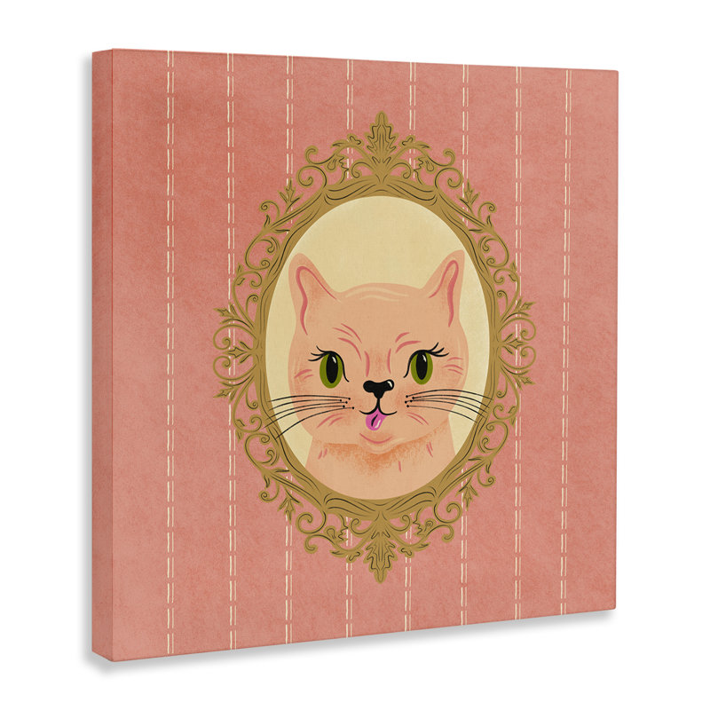«Peach Cat Portrait» par Carrie Cantwell, H 30 po x l 30 po