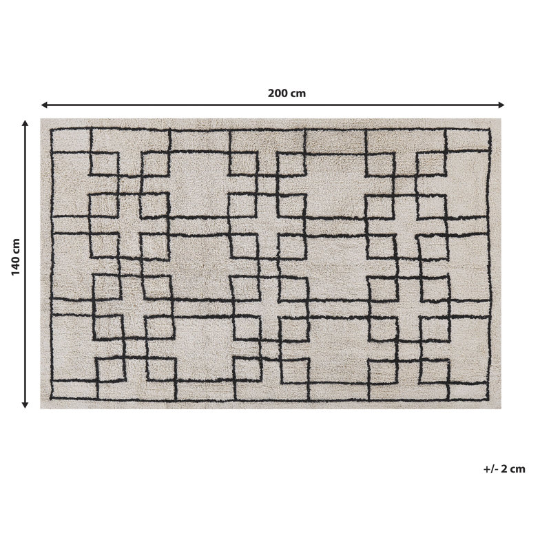 Elaini Geometric Cotton Area Rug, Rectangle 140 x 200cm