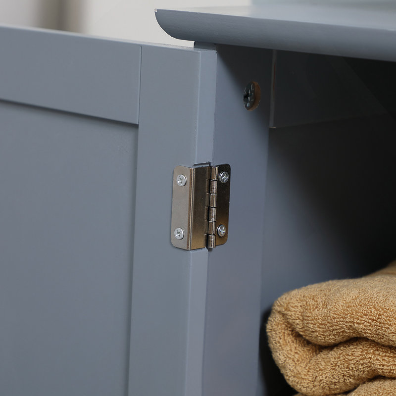 Armoire de salle de bain sous le lavabo avec 2 portes et tablette, meuble-lavabo à piédestal, gris