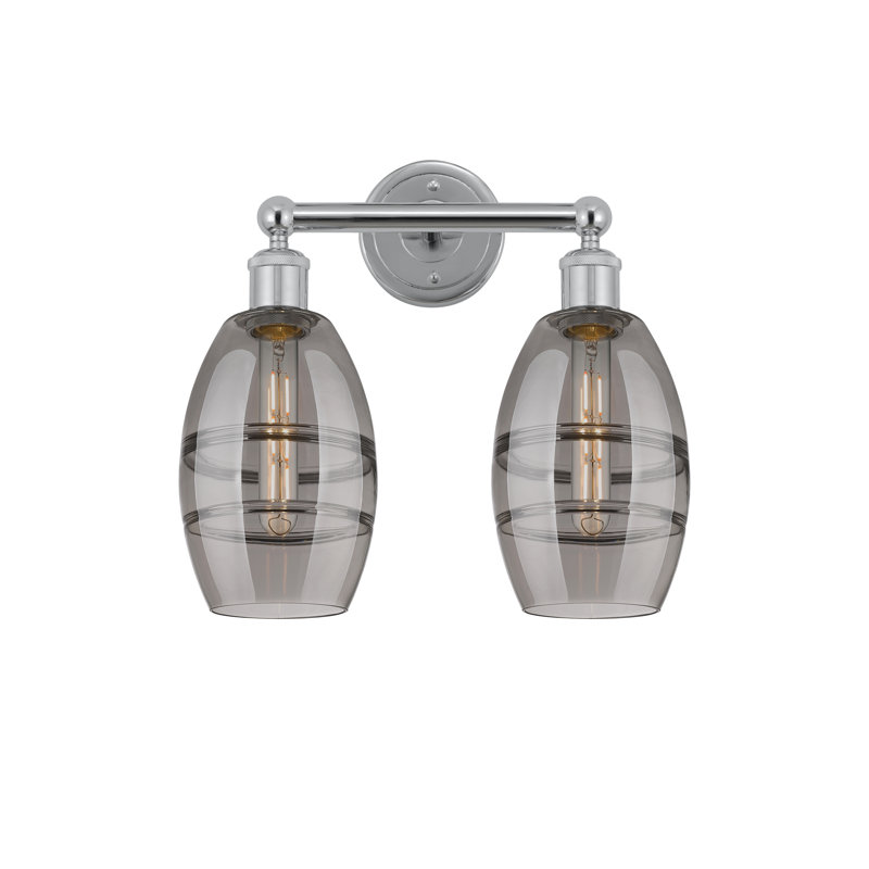Éclairage pour meuble-lavabo à 2 lumières Kusham, Gris fumée clair, Chrome poli