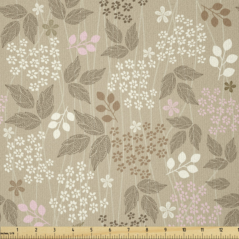 Tissu floral au bord de la cour, feuilles rétro, marguerites, silhouettes, éléments décoratifs ornementaux, motif romantique, carré