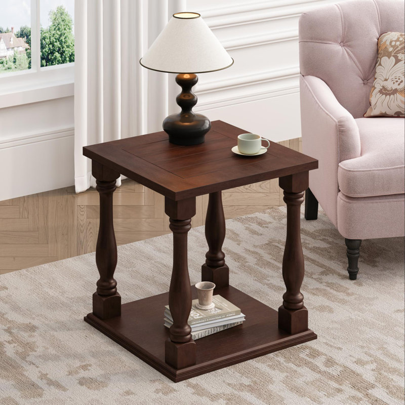 Table d'appoint antique couleur café