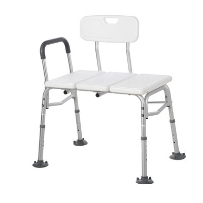Banc de transfert de baignoire et chaise de douche avec corps en aluminium antidérapant, chaise de douche avec dossier et accoudoirs rembourrés, hauteur de siège réglable, peut supporter jusqu'à 300 lb, bain et douche, banc de transfert