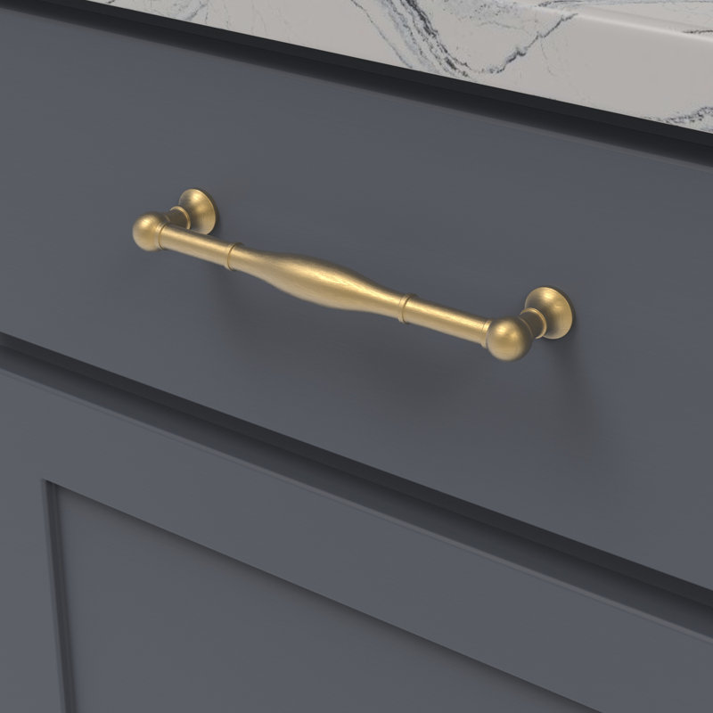 Fuller Collection Handle Pull - Traditional Hardware for Drawers & Cabinets, Brushed Golden Brass, 6 5/16"