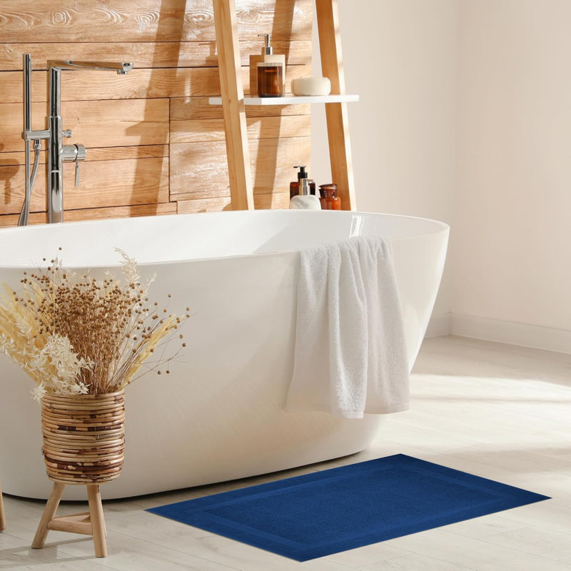 Cotton Bath Mat, Tranquil Navy